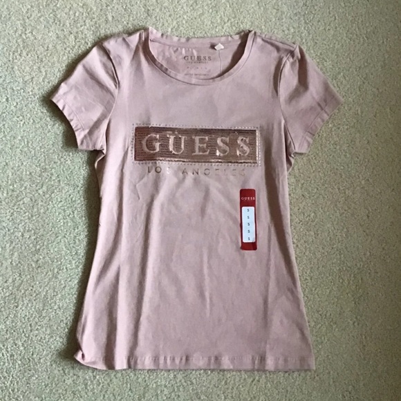 SOLD - Guess Sequin Logo Pink Tee - NWT - Picture 7 of 12